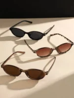 Set 3 occhiali da sole ovali piccoli multicolore retrò