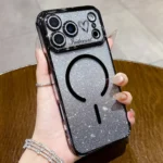 Custodia magnetica trasparente con glitter per iPhone 17/16/15/14/13 - immagine 3