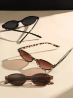 Set 3 occhiali da sole ovali piccoli multicolore retrò - immagine 2