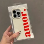 Custodia iPhone motivo lettera rossa morbida antiurto - immagine 3