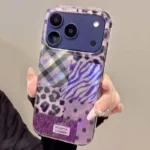 Custodia iPhone elegante viola con motivo leopardato laser - immagine 2