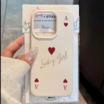 Cover iPhone Lucky Girl con cuore rosso e lettera A in silicone - immagine 2