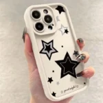 Custodia silicone rosa con stelle per iPhone antiurto - immagine 4
