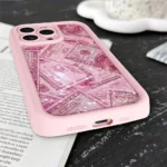 Custodia morbida iPhone con banconote rosa in silicone - immagine 3