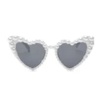 Set 2 occhiali a cuore con perle finte per feste e foto - immagine 5