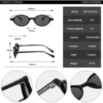 Occhiali da sole ovali retrò unisex con lenti colorate UV400 - immagine 6