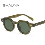 Occhiali da sole ovali retrò unisex con montatura verde