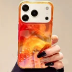 Custodia per iPhone Effetto Onde d'Acqua Arancione - Design Antiurto e Sottile - immagine 2