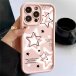 Custodia silicone rosa con stelle per iPhone antiurto - immagine 3