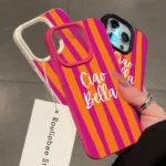 Custodia iPhone a righe arancioni, morbida e antiurto - immagine 5