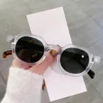 Occhiali da sole ovali retrò unisex con montatura verde - immagine 3