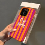 Custodia iPhone a righe arancioni, morbida e antiurto