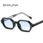 Occhiali da sole poligonali unisex con lenti sfumate UV400