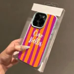 Custodia iPhone a righe arancioni, morbida e antiurto - immagine 2