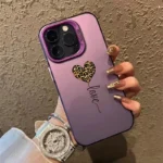 Custodia iPhone argento con cuore e motivo leopardato - immagine 6