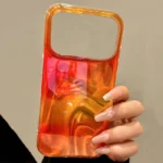 Custodia per iPhone Effetto Onde d'Acqua Arancione - Design Antiurto e Sottile - immagine 3