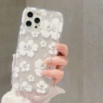 Custodia trasparente fiore bianco antiurto per iPhone - immagine 5