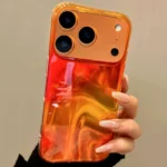 Custodia per iPhone Effetto Onde d'Acqua Arancione - Design Antiurto e Sottile