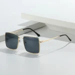 Occhiali da sole retrò quadrati in metallo UV400 - immagine 2