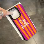 Custodia iPhone a righe arancioni, morbida e antiurto - immagine 4