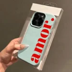 Custodia iPhone motivo lettera rossa morbida antiurto - immagine 2